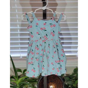 Angel's Girls Size Light Blue Heart Shaped Cherry Raddish Summer Dress 12M 1T 1Y